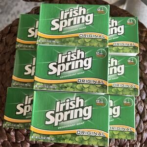 Irish Spring 9 BARS 3.75 oz ORIGINAL Scent Deodorant Soap NO FLAXSEED Vintage
